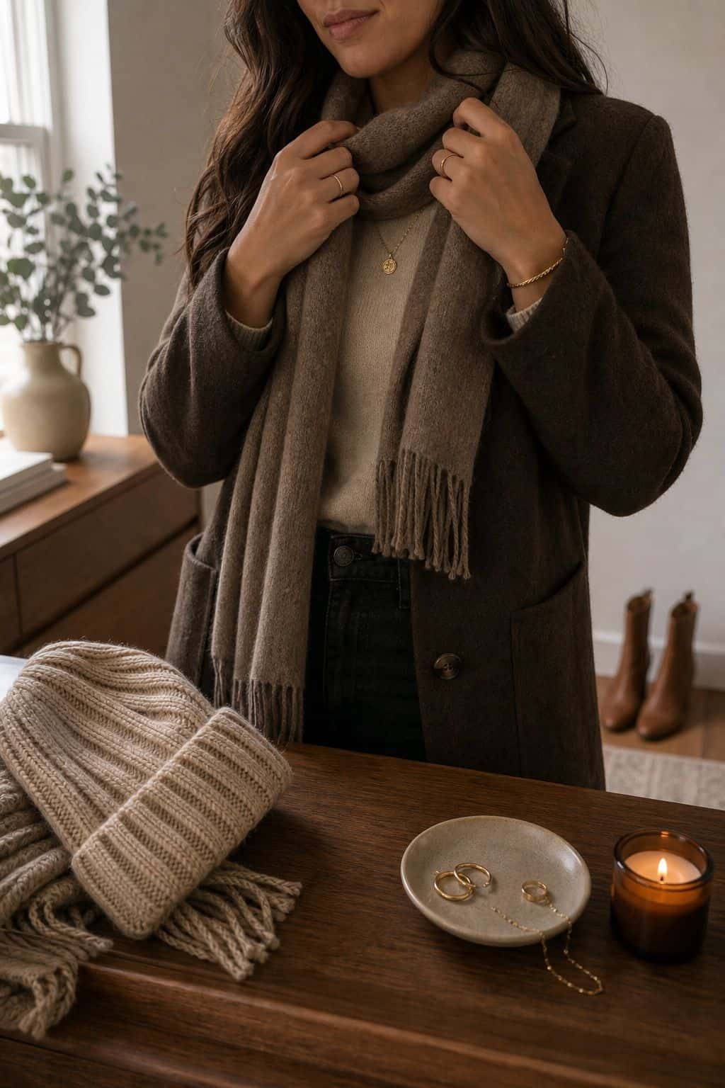 Keep Accessories Simple and Warm small apartment idea for Top 17 Thanksgiving Outfit Ideas for Women That Mix Cozy and Chic.