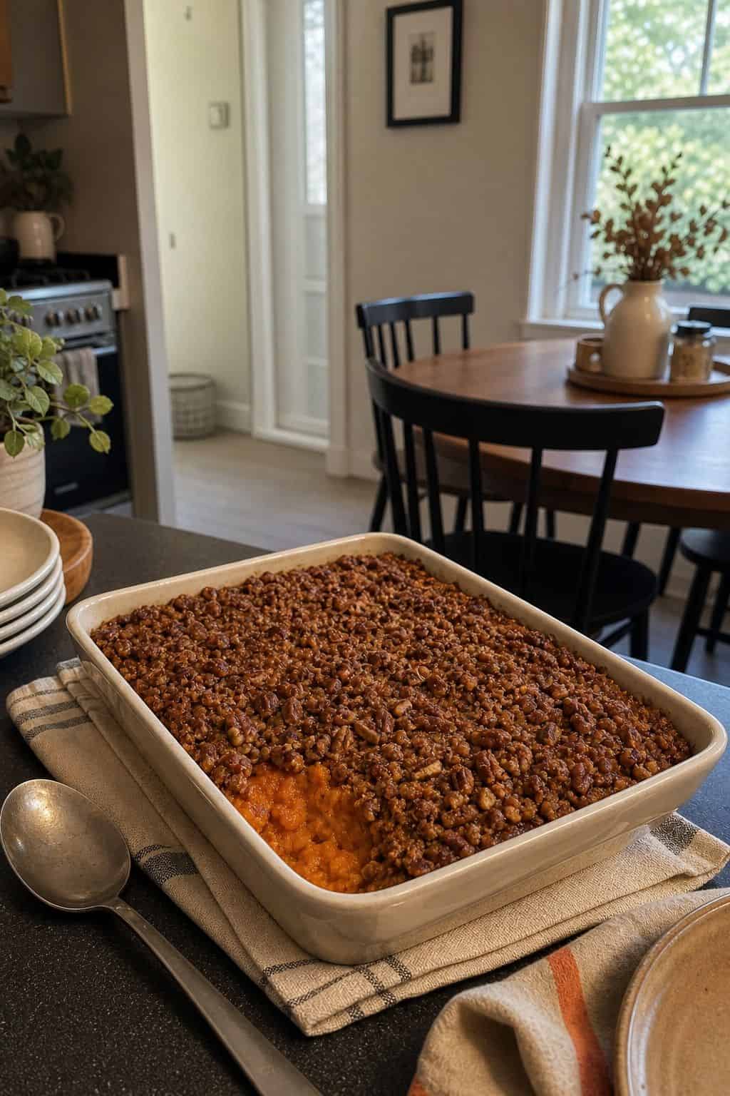 Sweet Potato Casserole with Pecan Crust small apartment idea for Top 17 Thanksgiving Potluck Ideas That Travel Beautifully.