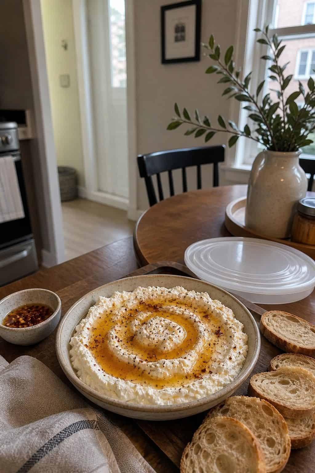 Whipped Goat Cheese with Hot Honey small apartment idea for Top 17 Thanksgiving Potluck Ideas That Travel Beautifully.
