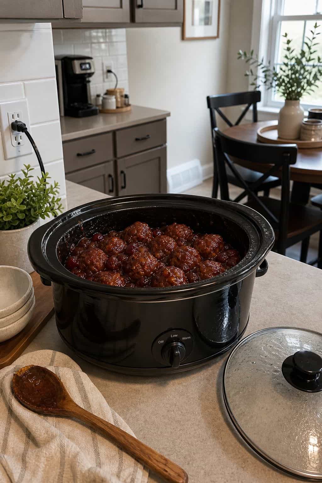 Slow Cooker Cranberry Meatballs small apartment idea for Top 17 Thanksgiving Potluck Ideas That Travel Beautifully.