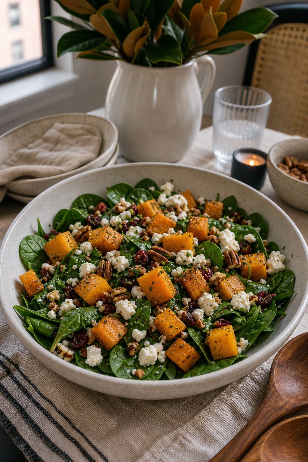 Butternut Squash, Spinach, and Feta small apartment idea for Top 17 Thanksgiving Salad Ideas for a Fresh Holiday Plate.