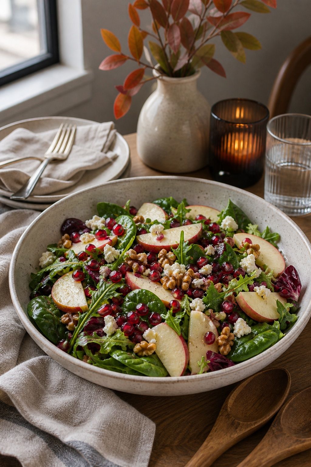 Pomegranate and Apple Salad With Cider Vinaigrette small apartment idea for Top 17 Thanksgiving Salad Ideas for a Fresh Holiday Plate.