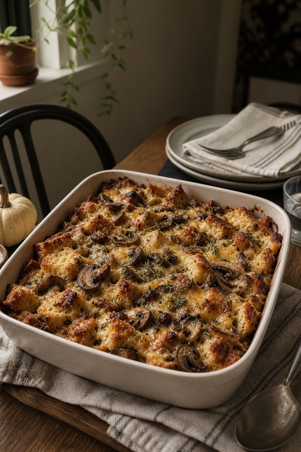 Wild Mushroom and Gruyere Bread Pudding small apartment idea for Top 18 Thanksgiving Side Dish Ideas to Round Out the Plate.