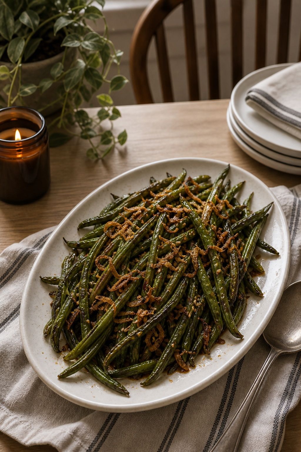Miso Roasted Green Beans with Crispy Shallots small apartment idea for Top 18 Thanksgiving Side Dish Ideas to Round Out the Plate.