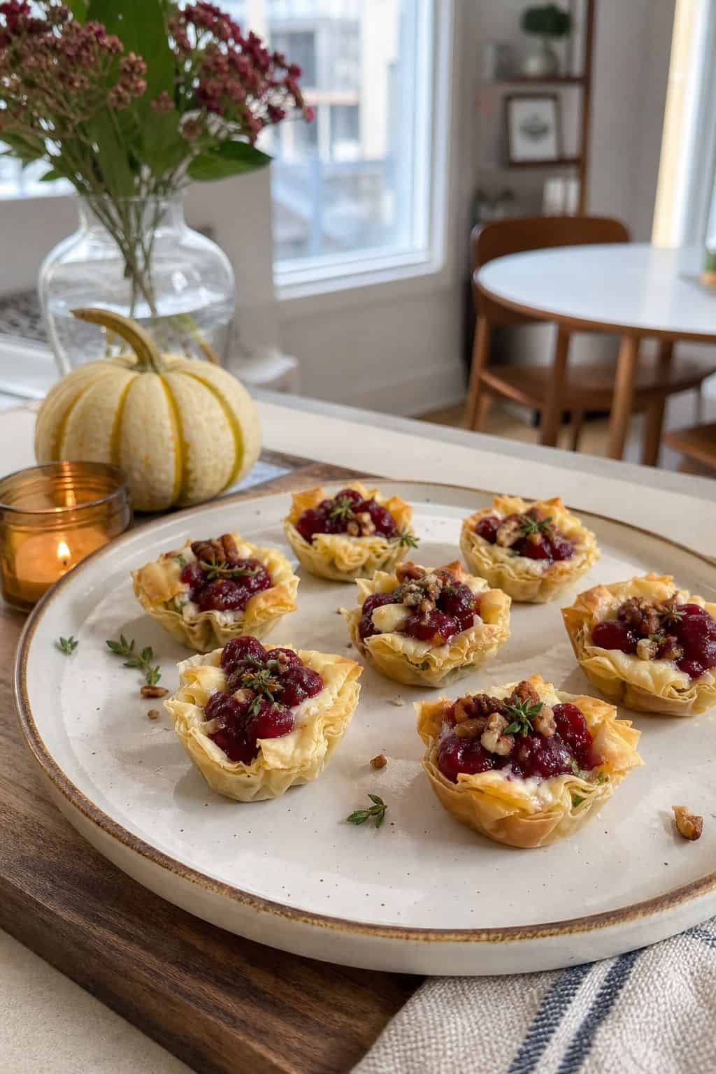 Cranberry Brie Phyllo Cups small apartment idea for Top 17 Thanksgiving Snack Ideas for Easy Holiday Bites.