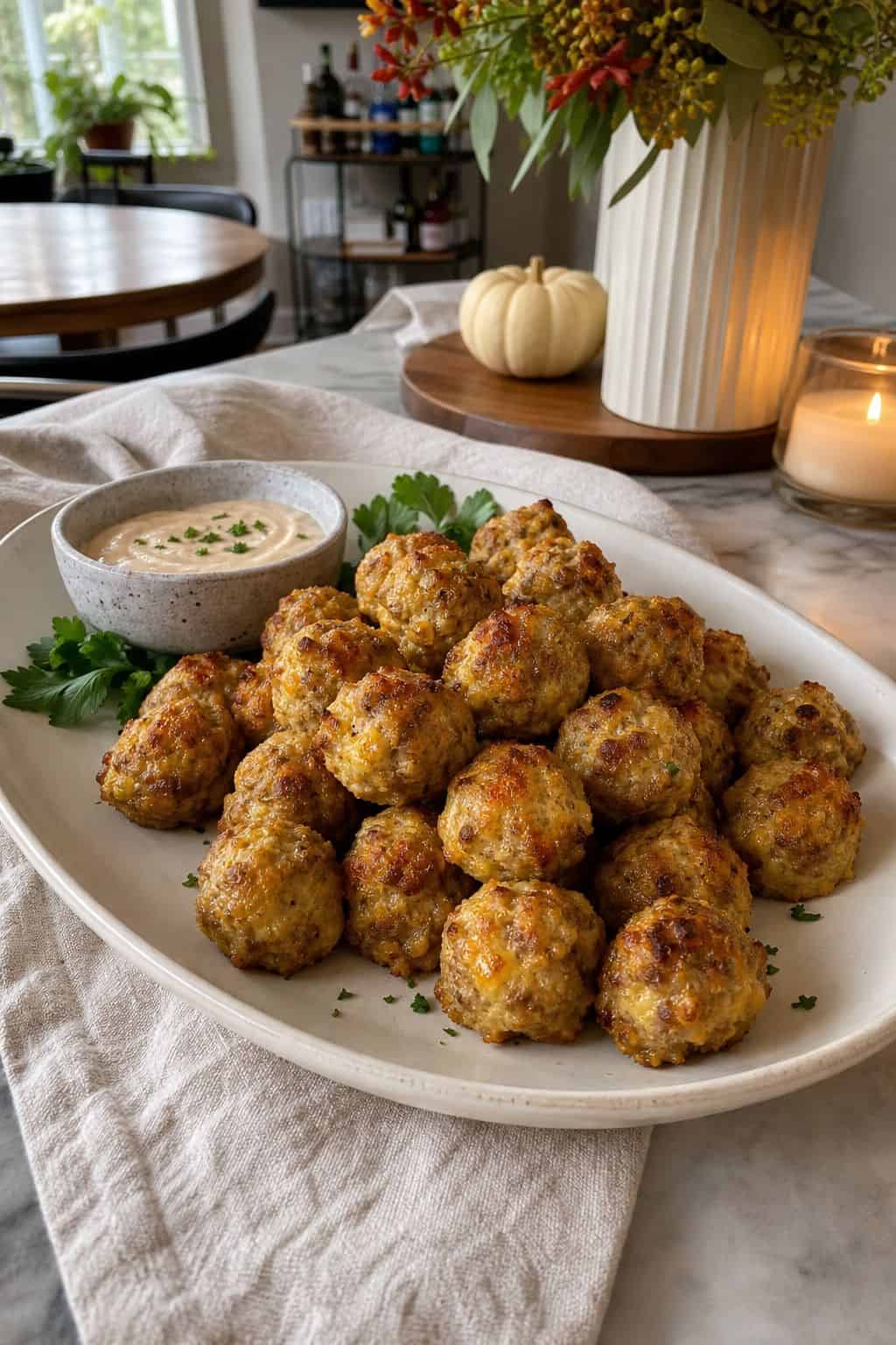 Cream Cheese Sausage Balls small apartment idea for Top 17 Thanksgiving Snack Ideas for Easy Holiday Bites.