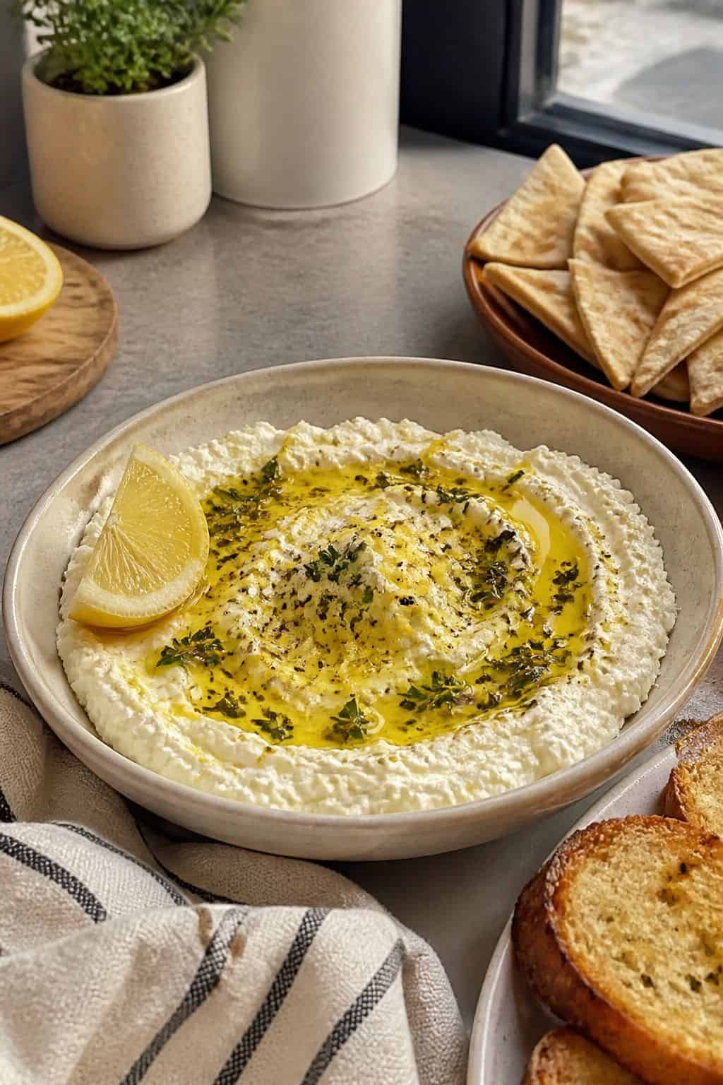 Whipped Feta with Olive Oil and Lemon small apartment idea for Top 17 Thanksgiving Snack Ideas for Easy Holiday Bites.