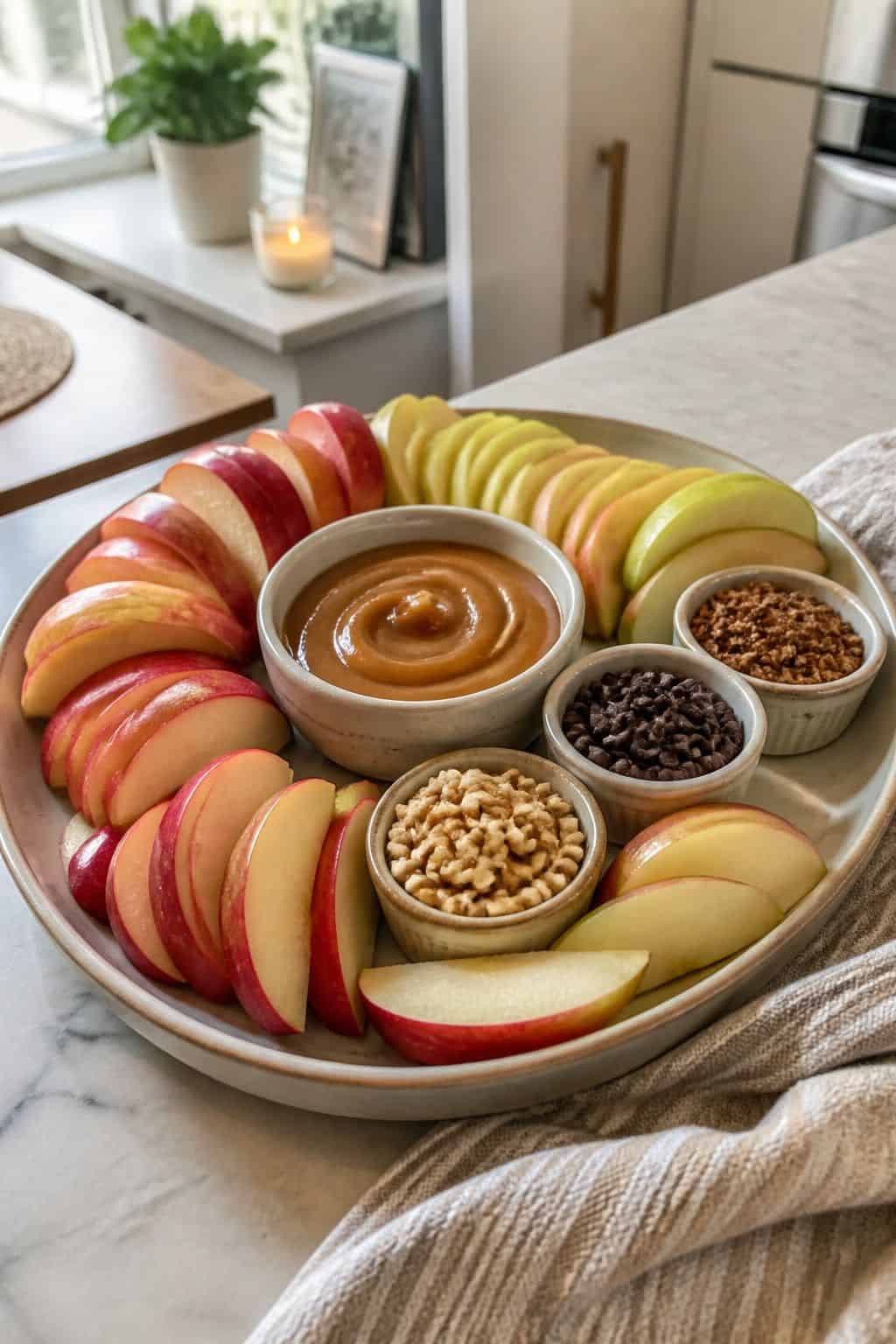 Apple Slices with Caramel and Toppings small apartment idea for Top 17 Thanksgiving Snack Ideas for Easy Holiday Bites.