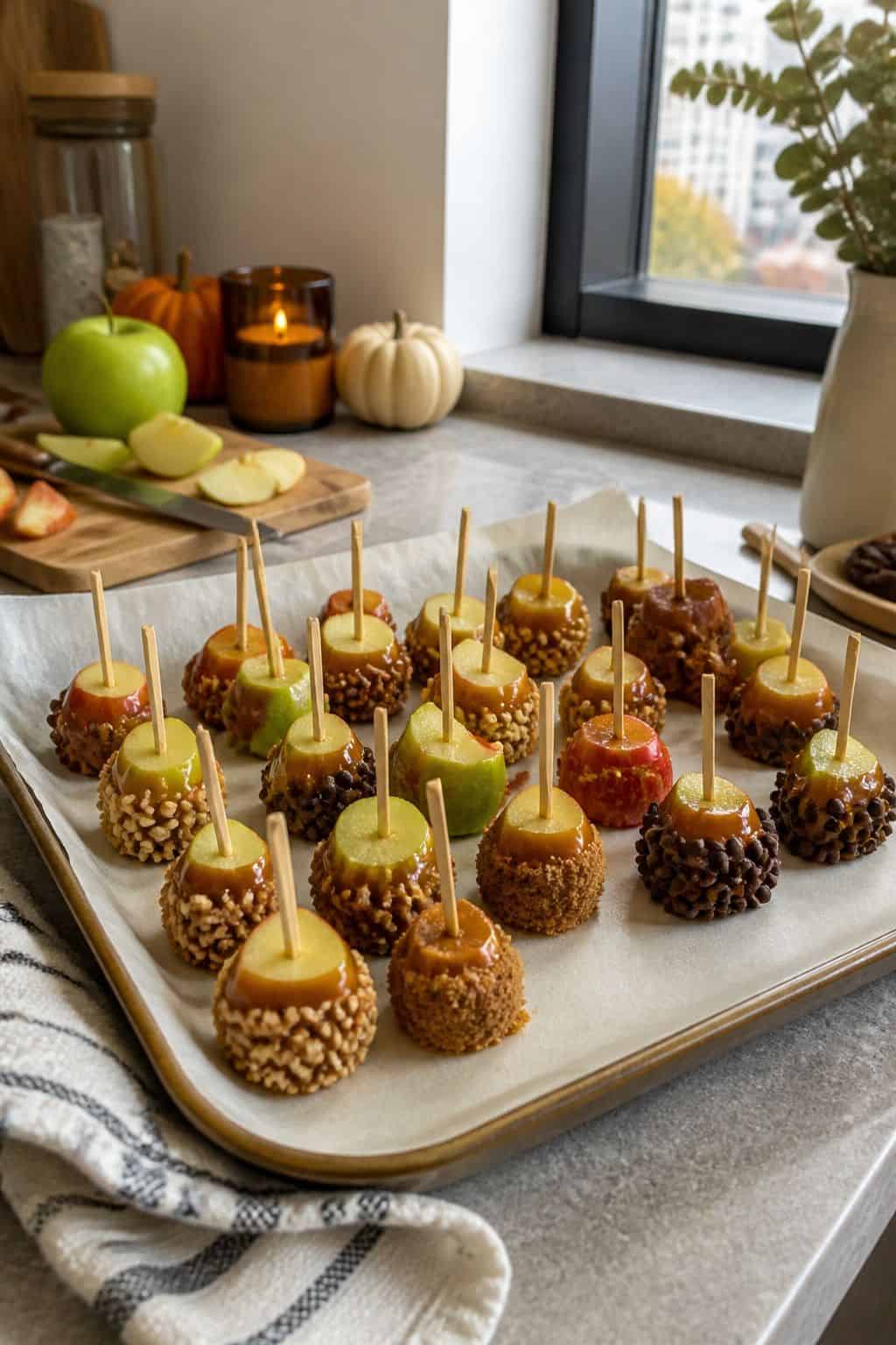 Bite-Sized Caramel Apple Pops small apartment idea for Top 17 Thanksgiving Snack Ideas for Easy Holiday Bites.