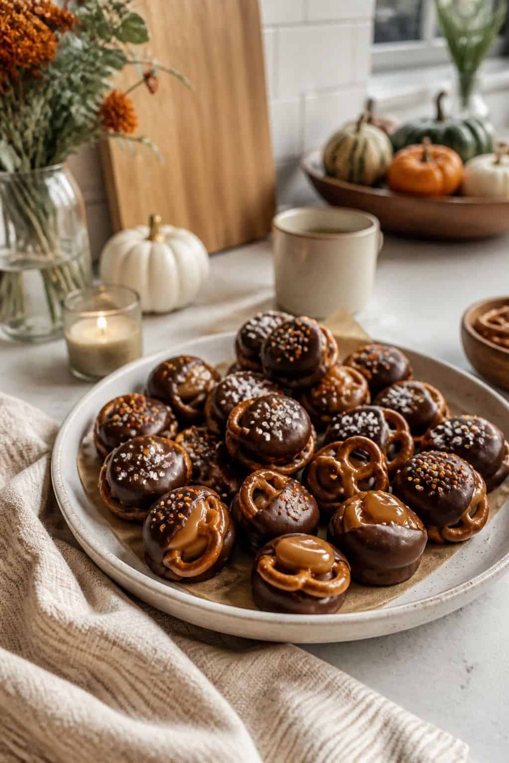 Chocolate-Covered Pretzel Bites small apartment idea for Top 17 Thanksgiving Snack Ideas for Easy Holiday Bites.