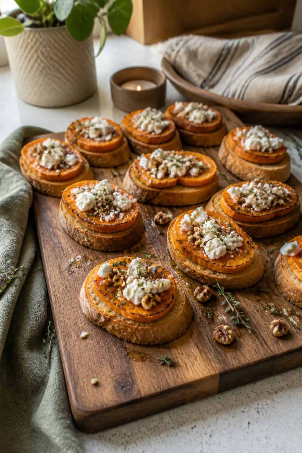 Roasted Sweet Potato Crostini small apartment idea for Top 17 Thanksgiving Snack Ideas for Easy Holiday Bites.