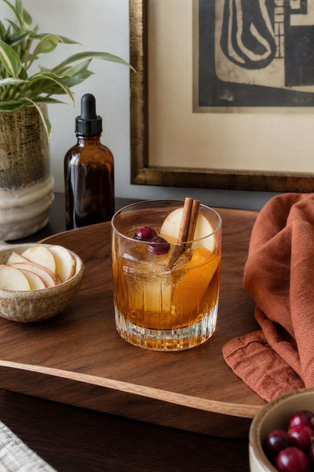 Apple cider old fashioned for Friendsgiving cocktails