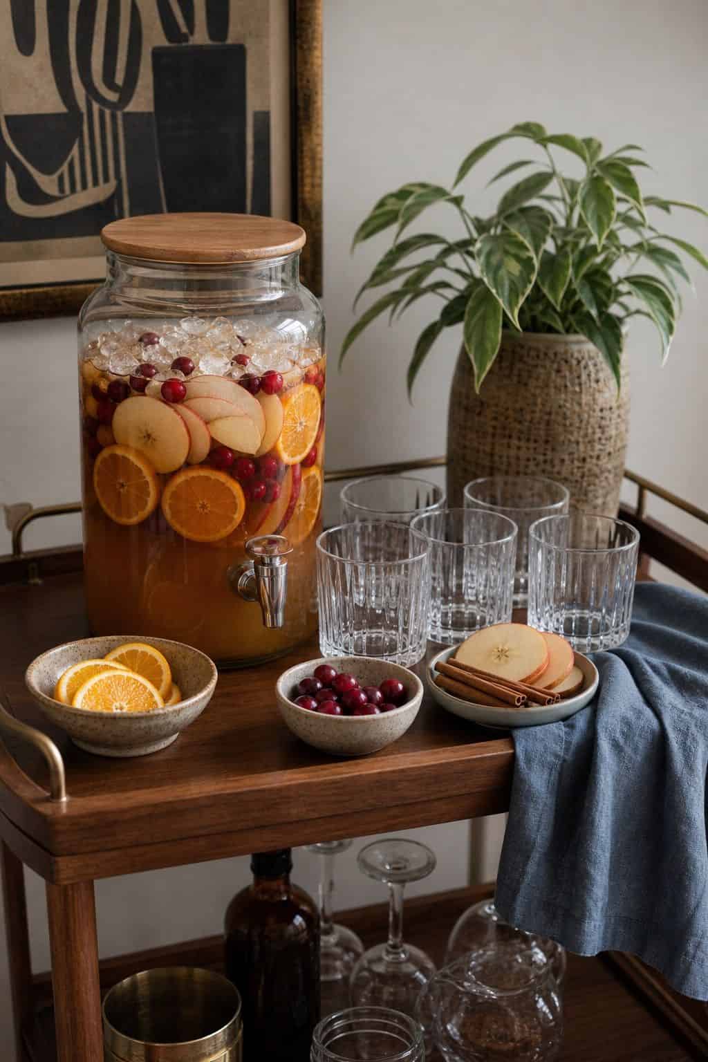 Make ahead harvest punch with apple cranberry and orange for Friendsgiving