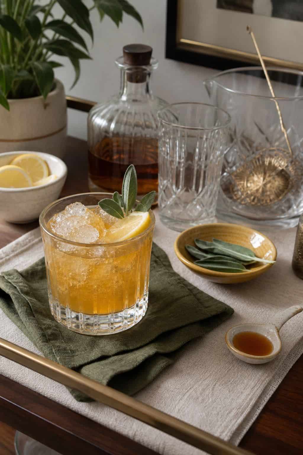 Maple bourbon smash cocktail for Friendsgiving