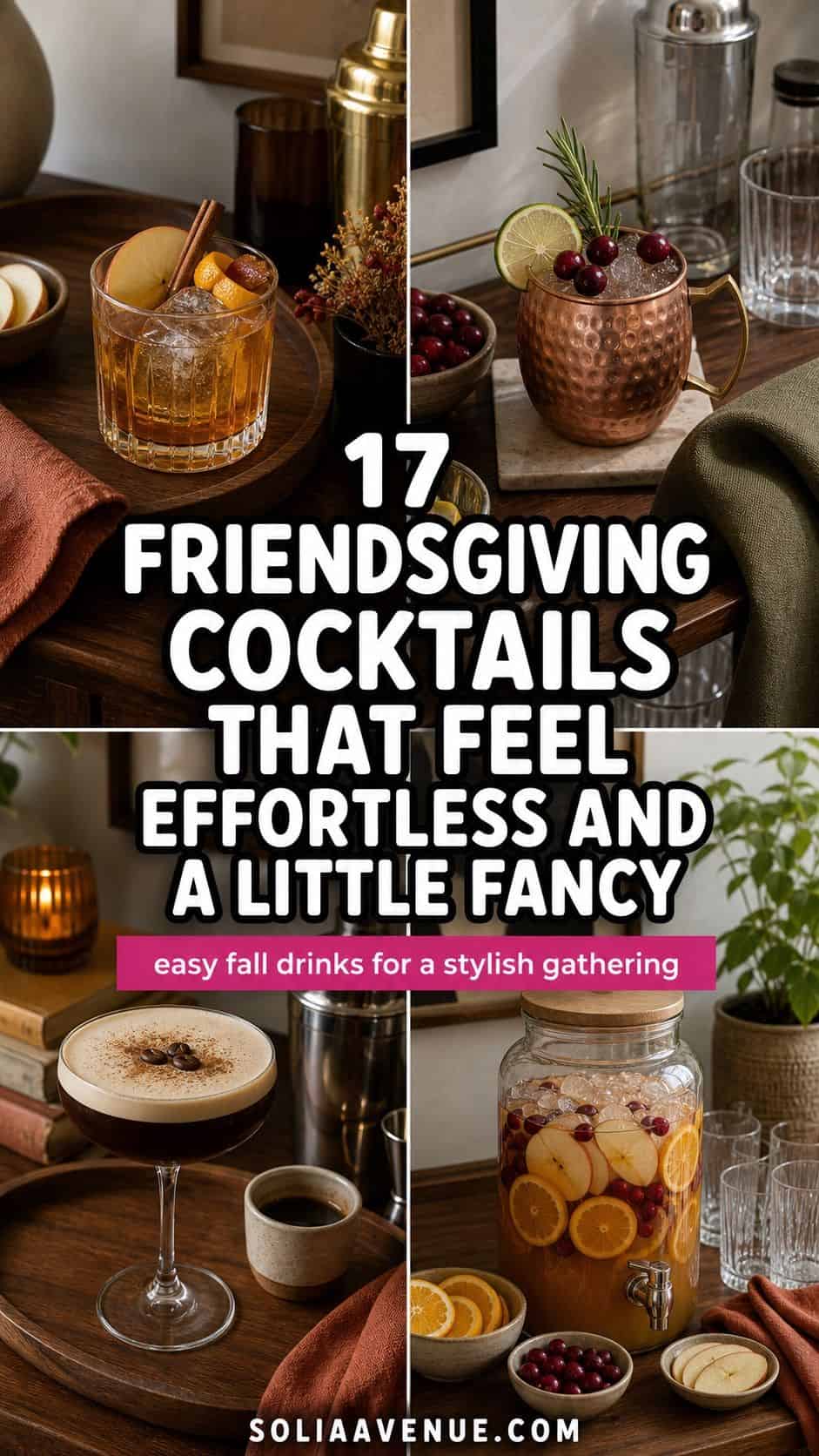 Pinterest pin for Friendsgiving cocktails