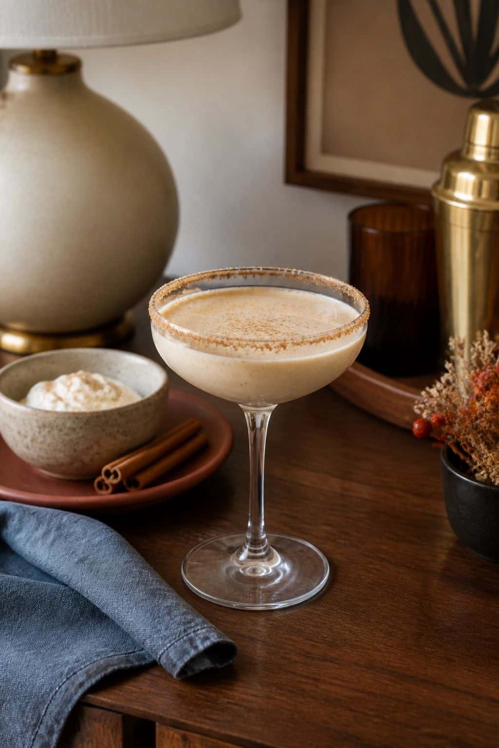 Pumpkin pie martini for Friendsgiving cocktails