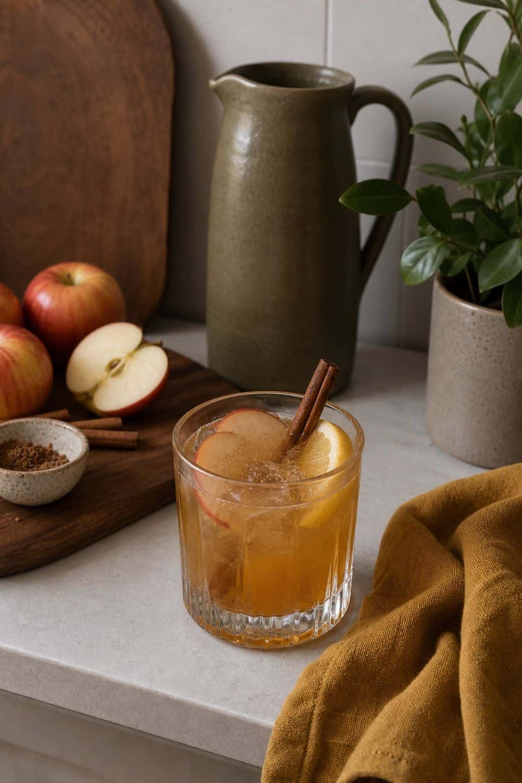 Spiced rum apple cider cocktail for Friendsgiving