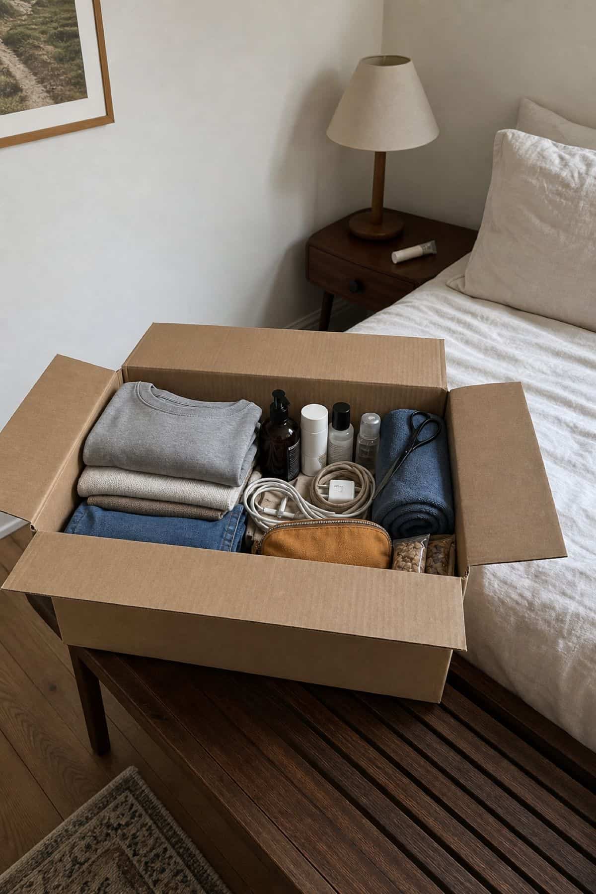 Open me first box for move-in night essentials