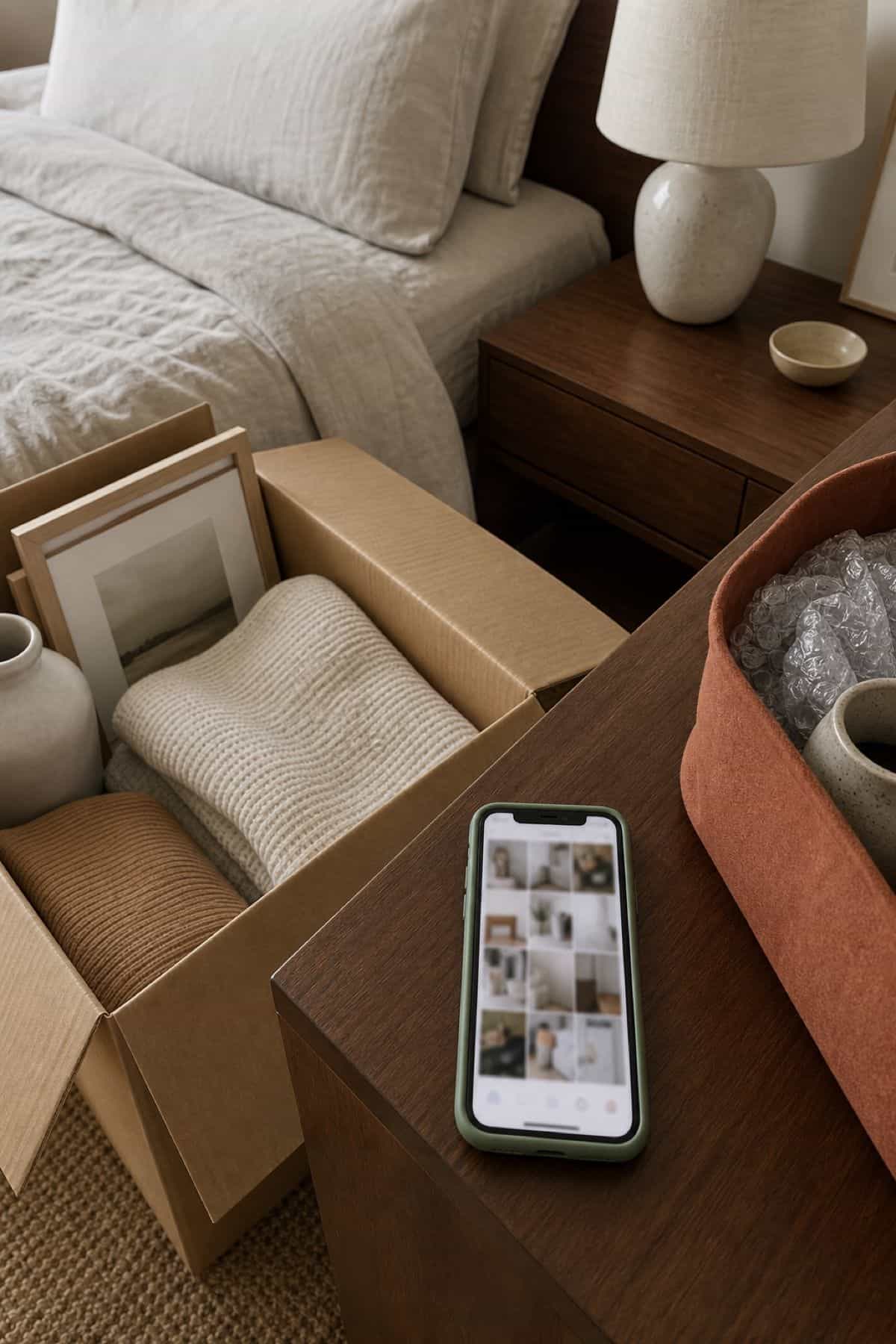 Room by room phone inventory for moving boxes