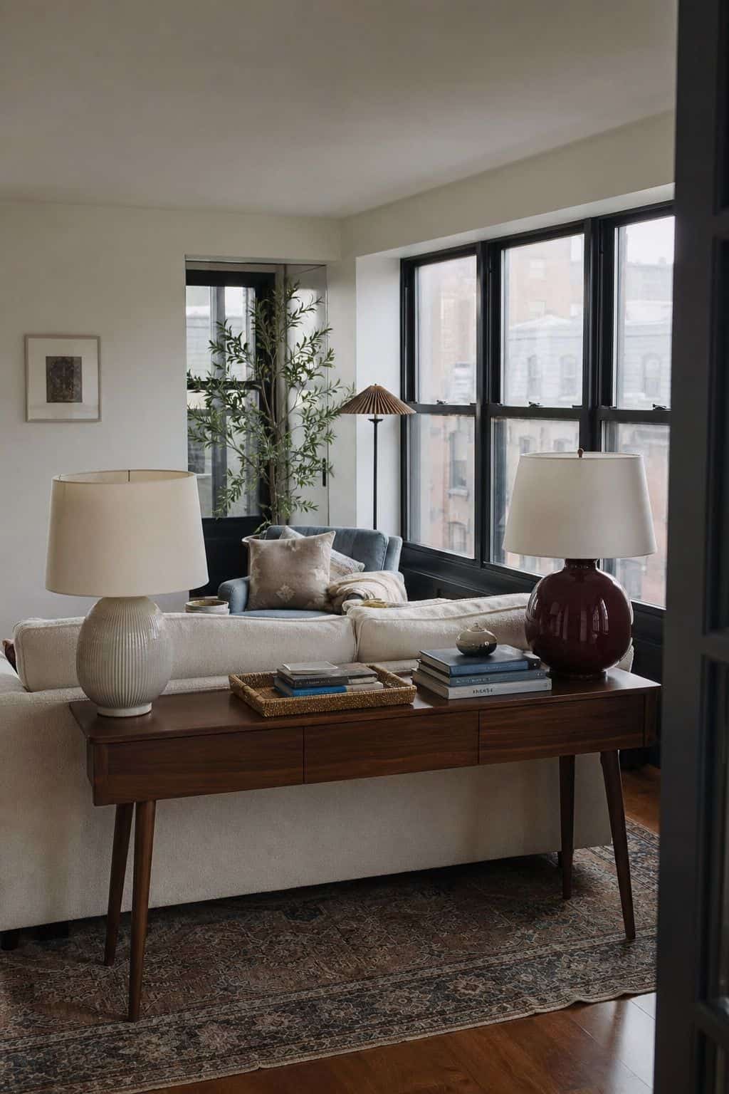 Console Table Behind the Sofa sunroom furniture idea for small spaces