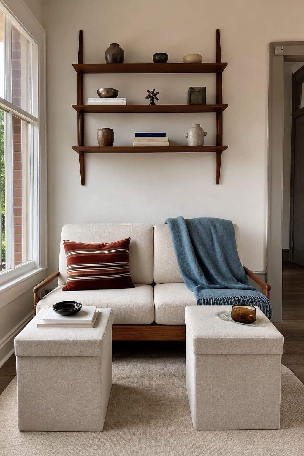 Folding Storage Ottoman for Small Sunrooms sunroom furniture idea for small spaces
