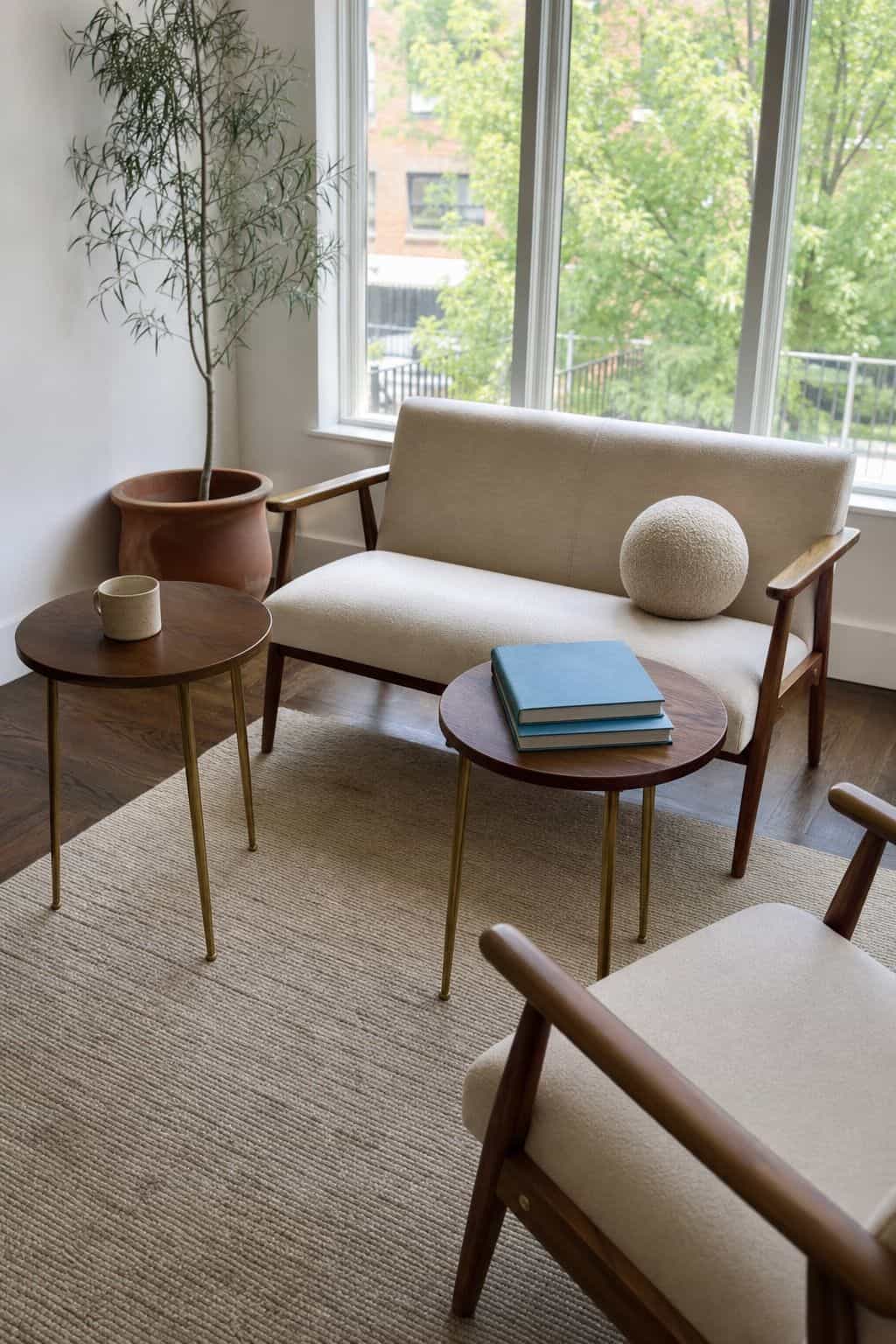 Nesting Tables for Flexible Surface Space sunroom furniture idea for small spaces