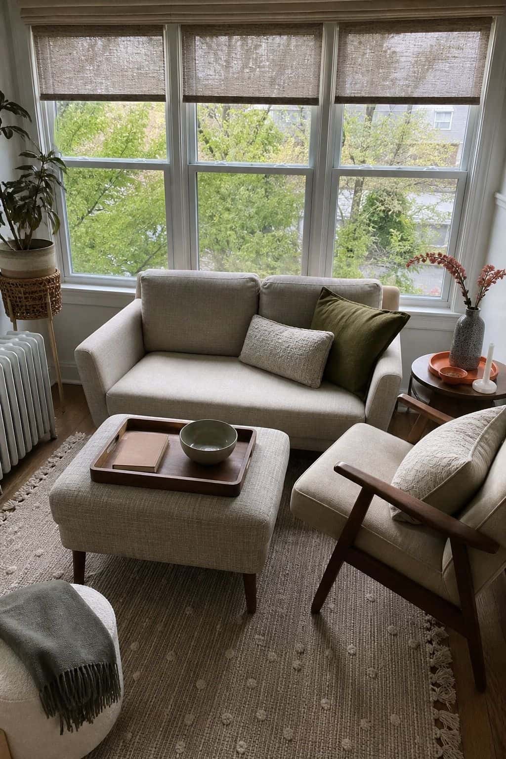 Storage Ottoman as Both Coffee Table and Seating sunroom furniture idea for small spaces