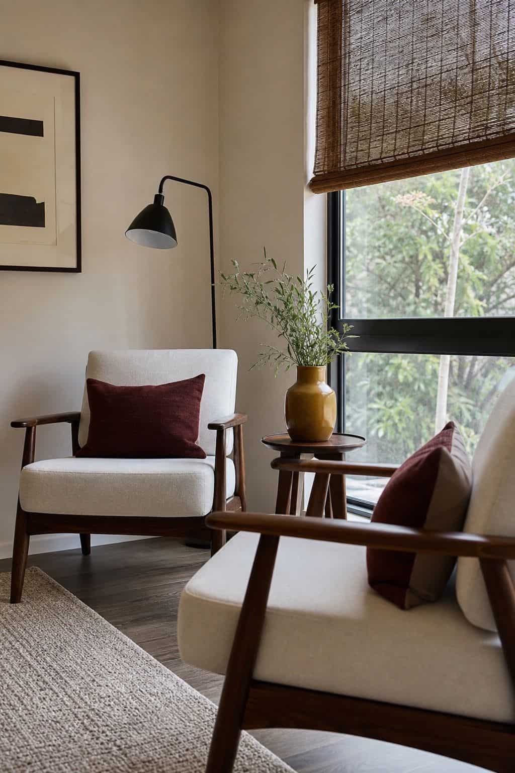 Wood-Framed Armchairs for Architectural Detail sunroom furniture idea for small spaces