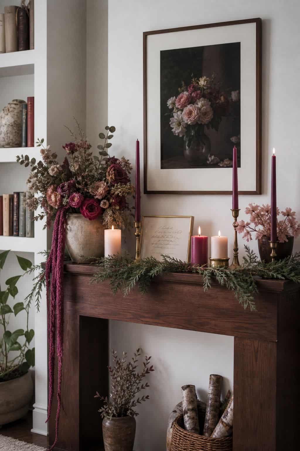 6. Style the Mantel With Soft Romance - Valentines Day decorating ideas for a cozy romantic home