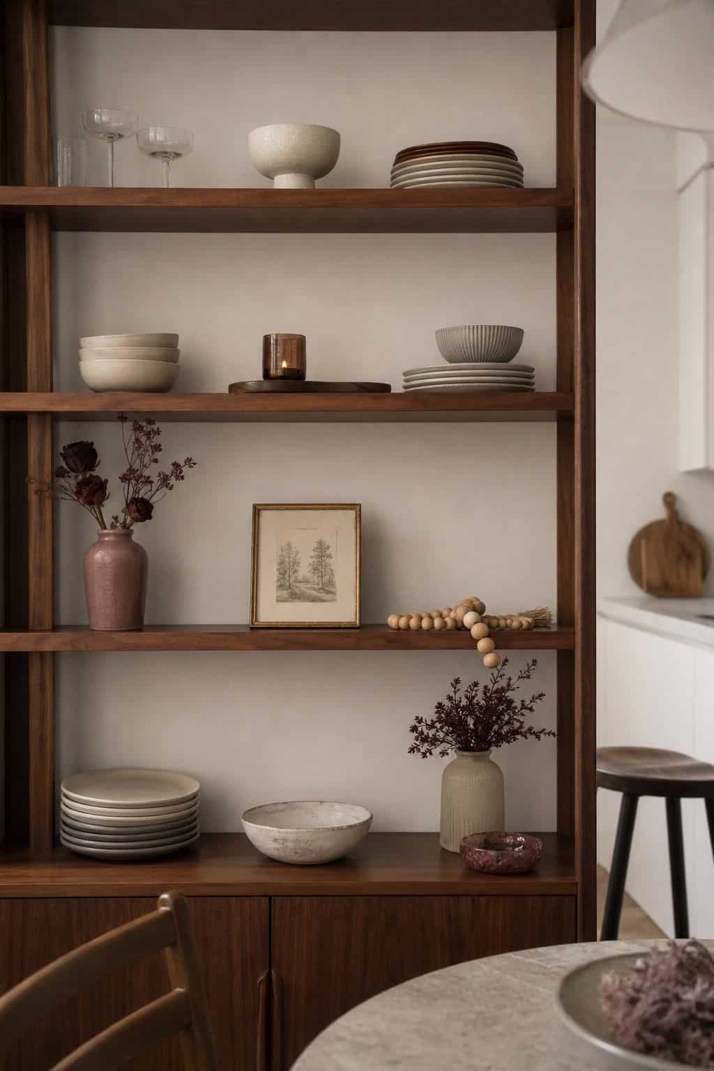 14. Add Soft Touches to Open Shelving - Valentines Day decorating ideas for a cozy romantic home