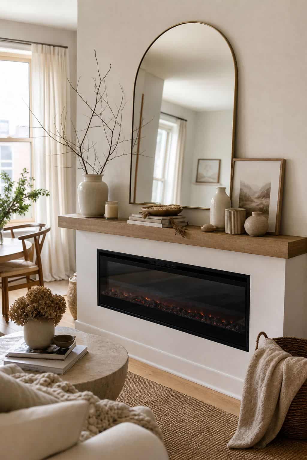 Build on a Soft Neutral Palette small apartment idea for Top 17 Winter Mantle Decor Ideas for Small Spaces.