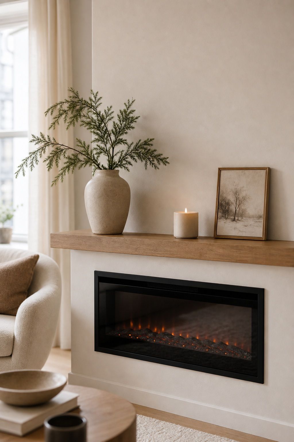Keep the Mantle Minimal and Edited small apartment idea for Top 17 Winter Mantle Decor Ideas for Small Spaces.