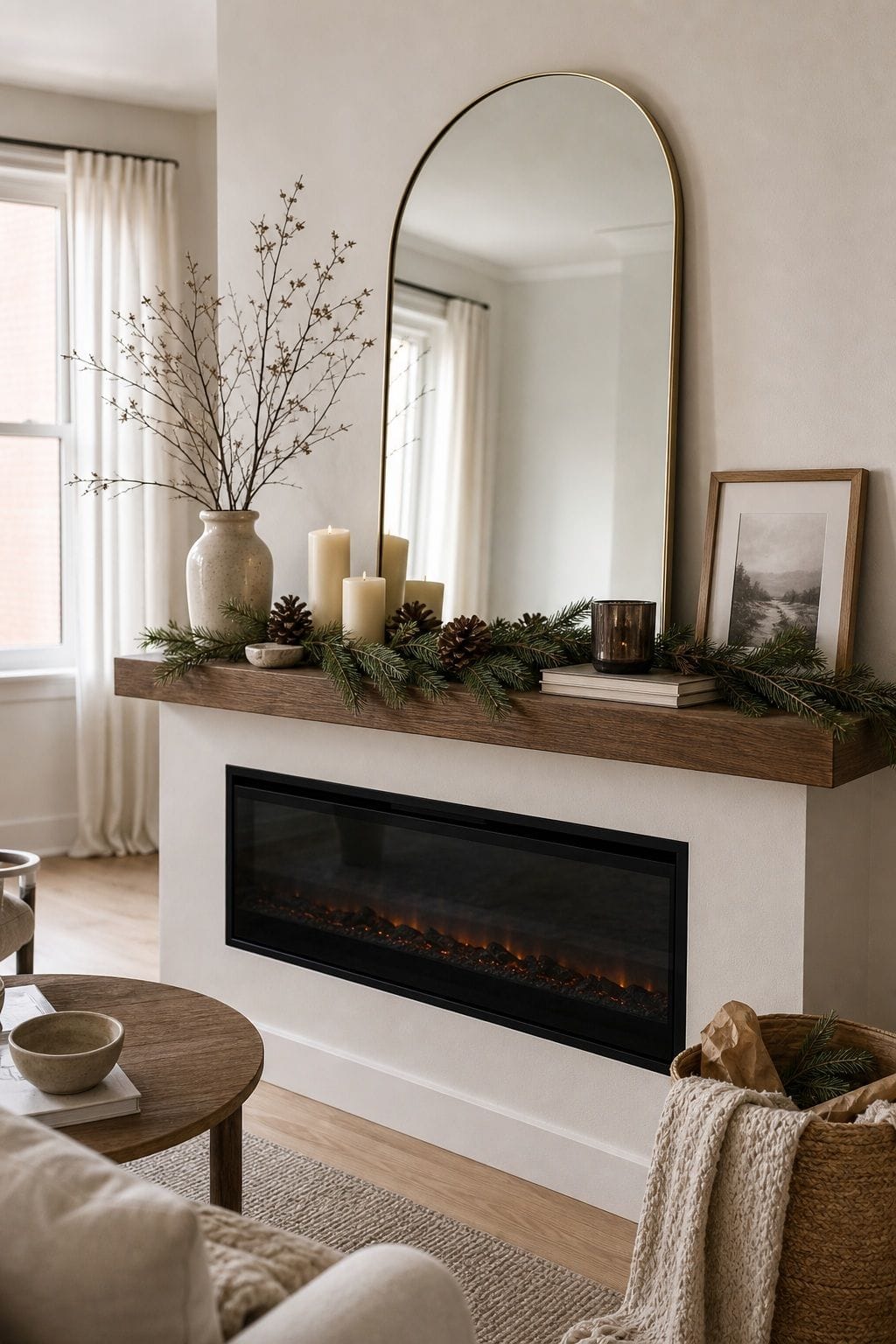 Transition the Mantle From Christmas Gradually small apartment idea for Top 17 Winter Mantle Decor Ideas for Small Spaces.