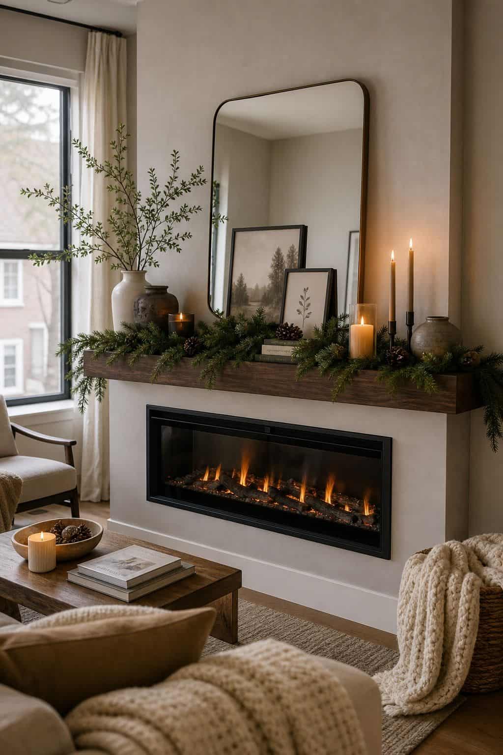 Keep the Mantle Cozy Through the Whole Winter small apartment idea for Top 17 Winter Mantle Decor Ideas for Small Spaces.