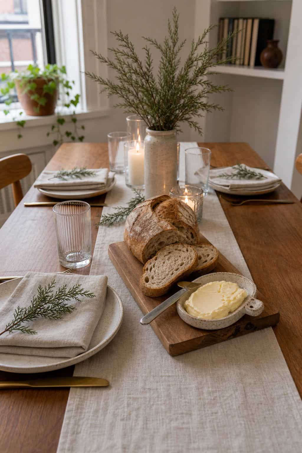 Style the Bread and Butter into the Table small apartment idea for Top 16 Winter Table Decor Ideas for Small Apartments.