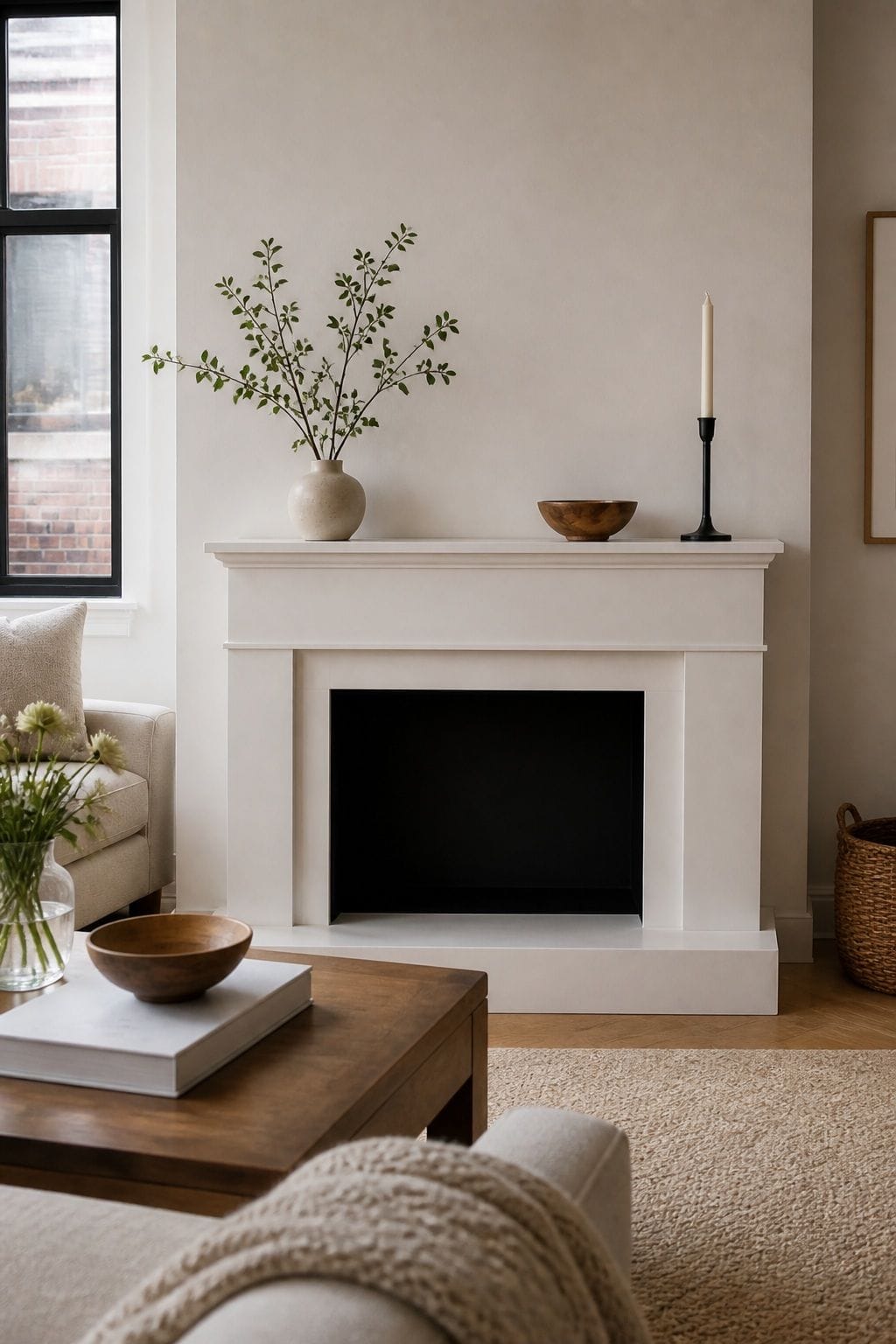 Keep the Firebox Visually Empty small apartment idea for Top 17 Zen Fireplace Mantel Home Decor Ideas for Small Spaces.