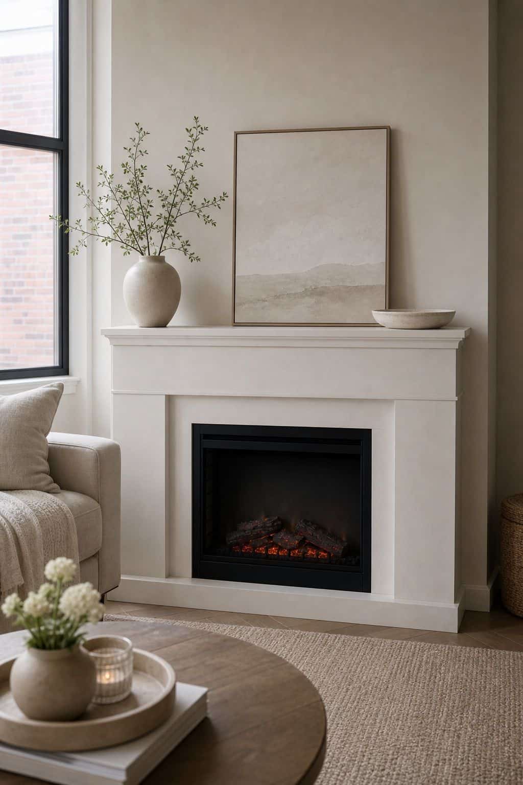 Build on a Calm Neutral Palette small apartment idea for Top 17 Zen Fireplace Mantel Home Decor Ideas for Small Spaces.