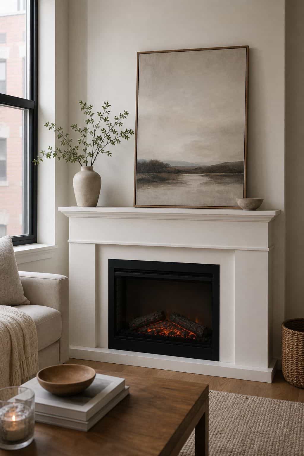 Add a Single Piece of Calm Art small apartment idea for Top 17 Zen Fireplace Mantel Home Decor Ideas for Small Spaces.