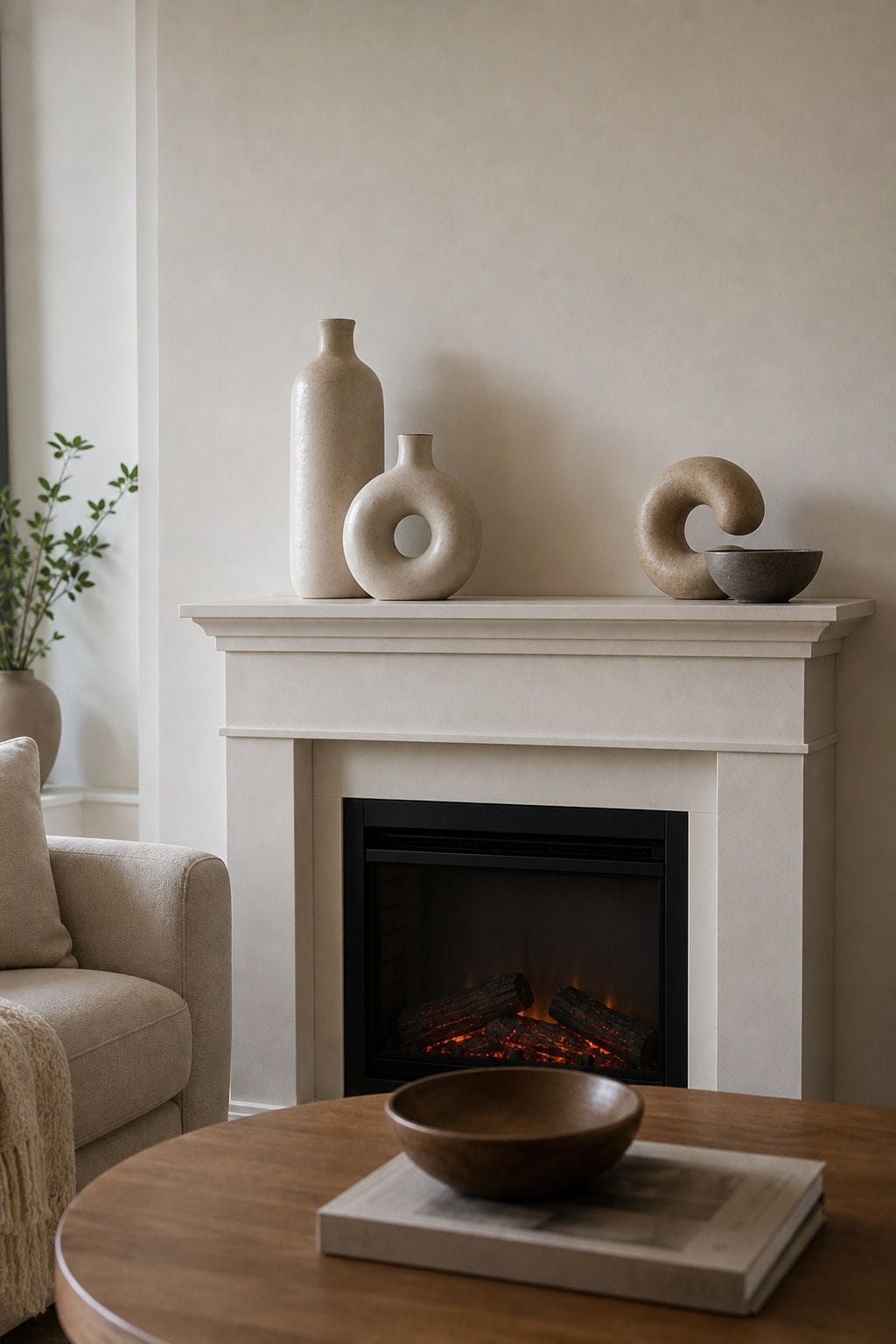 Choose Sculptural Vessels and Objects small apartment idea for Top 17 Zen Fireplace Mantel Home Decor Ideas for Small Spaces.