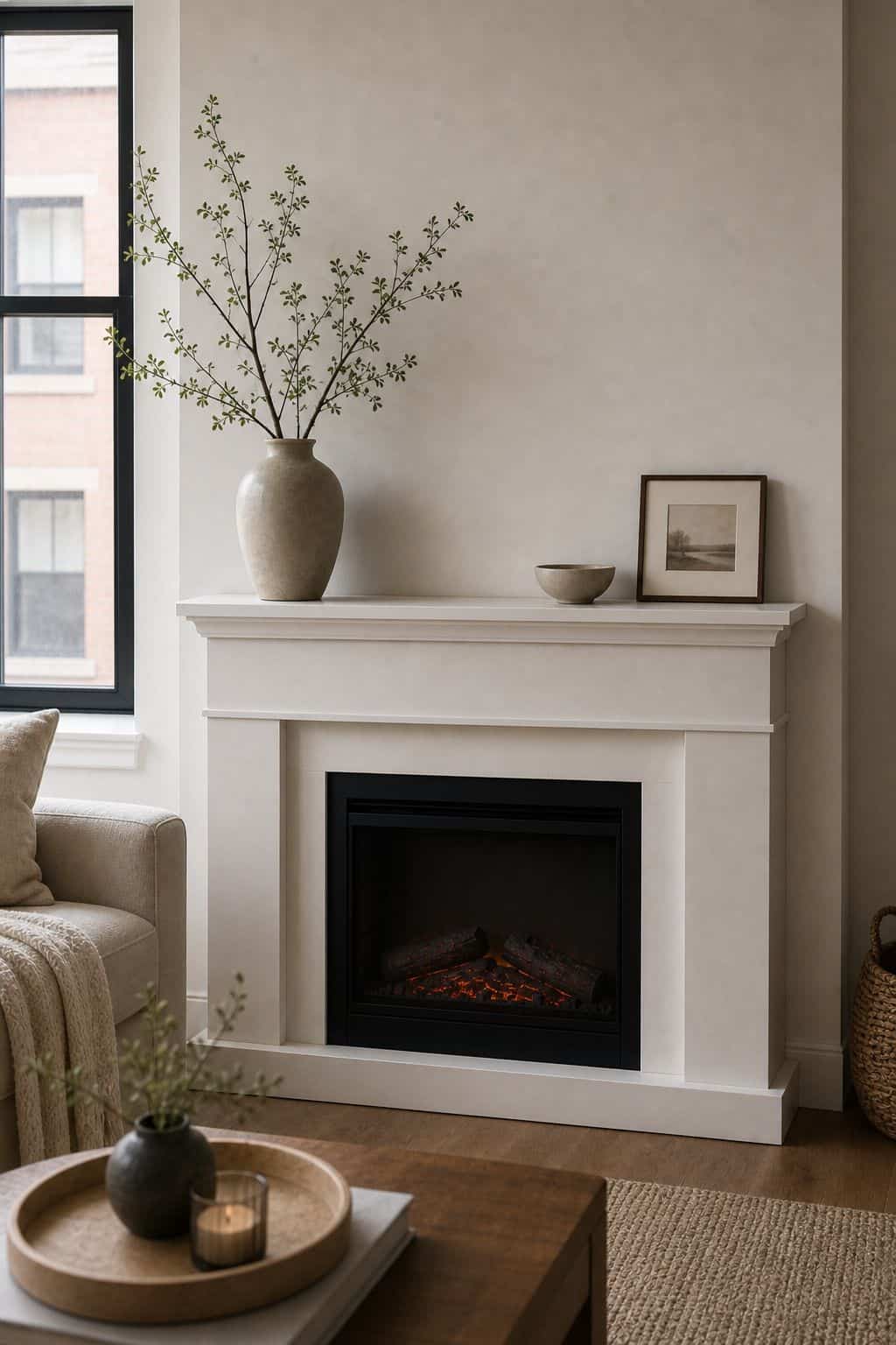 Balance the Mantel Asymmetrically small apartment idea for Top 17 Zen Fireplace Mantel Home Decor Ideas for Small Spaces.