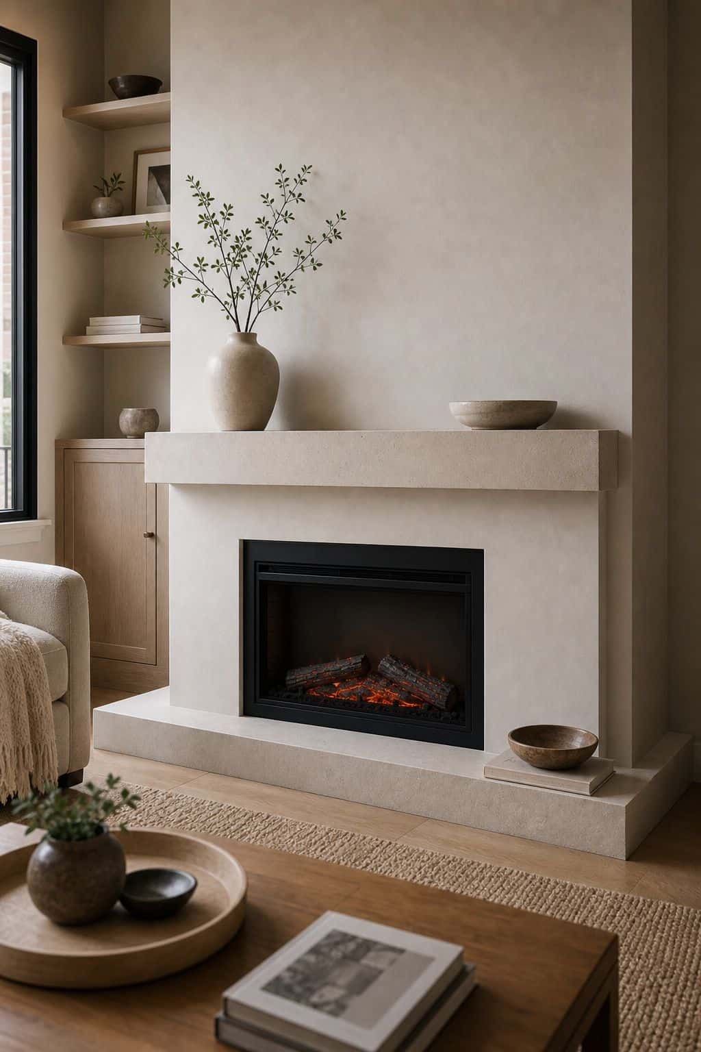 Treat the Hearth as Part of the Architecture small apartment idea for Top 17 Zen Fireplace Mantel Home Decor Ideas for Small Spaces.