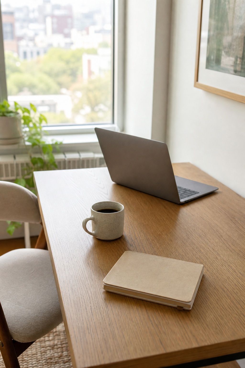 Clear the Desk Down to Three Essentials small apartment idea for Top 16 Zen Home Office Decor Ideas for Small Apartments.
