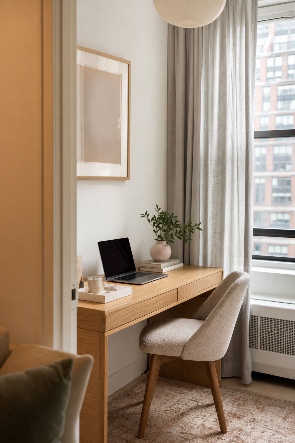 Choose a Soft, Neutral Color Palette small apartment idea for Top 16 Zen Home Office Decor Ideas for Small Apartments.