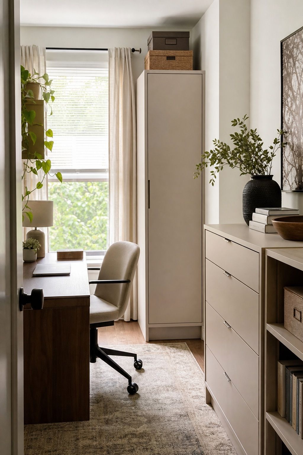 Hide Clutter in Closed, Sleek Storage small apartment idea for Top 16 Zen Home Office Decor Ideas for Small Apartments.