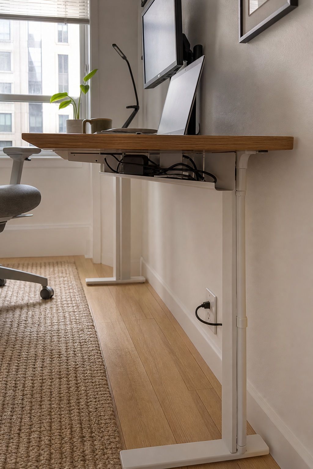 Manage the Cables Out of Sight small apartment idea for Top 16 Zen Home Office Decor Ideas for Small Apartments.