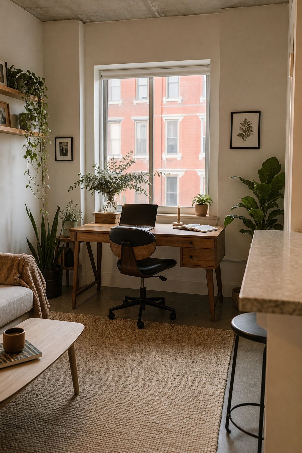 Keep the Desk Positioned With Intention small apartment idea for Top 16 Zen Home Office Decor Ideas for Small Apartments.