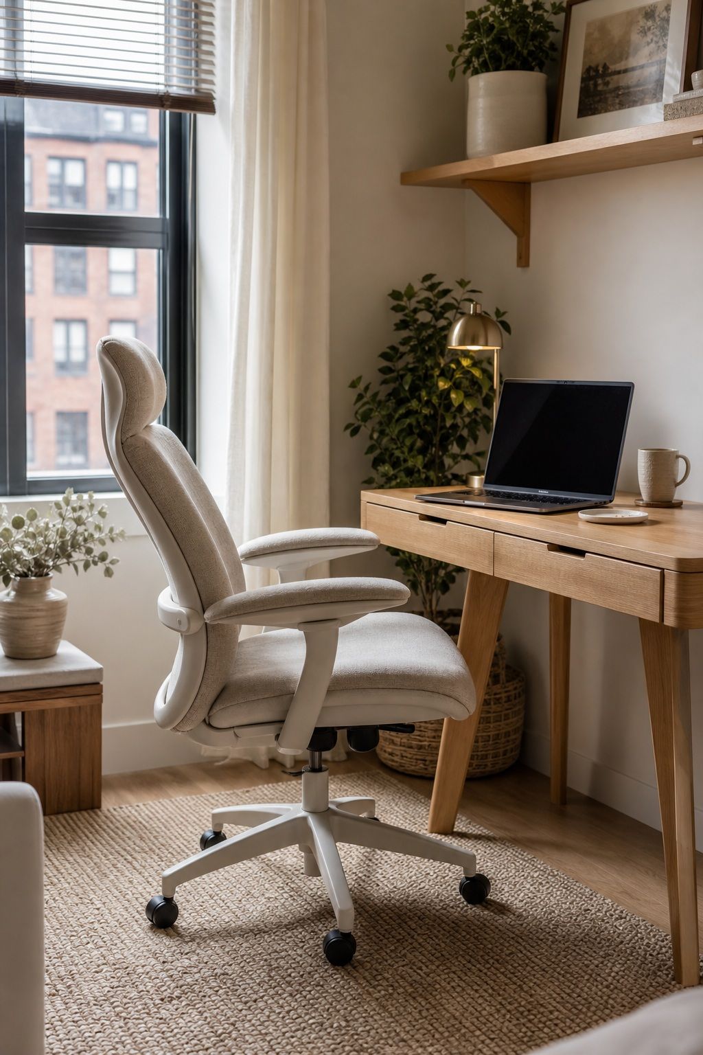 Add a Comfortable, Supportive Chair small apartment idea for Top 16 Zen Home Office Decor Ideas for Small Apartments.