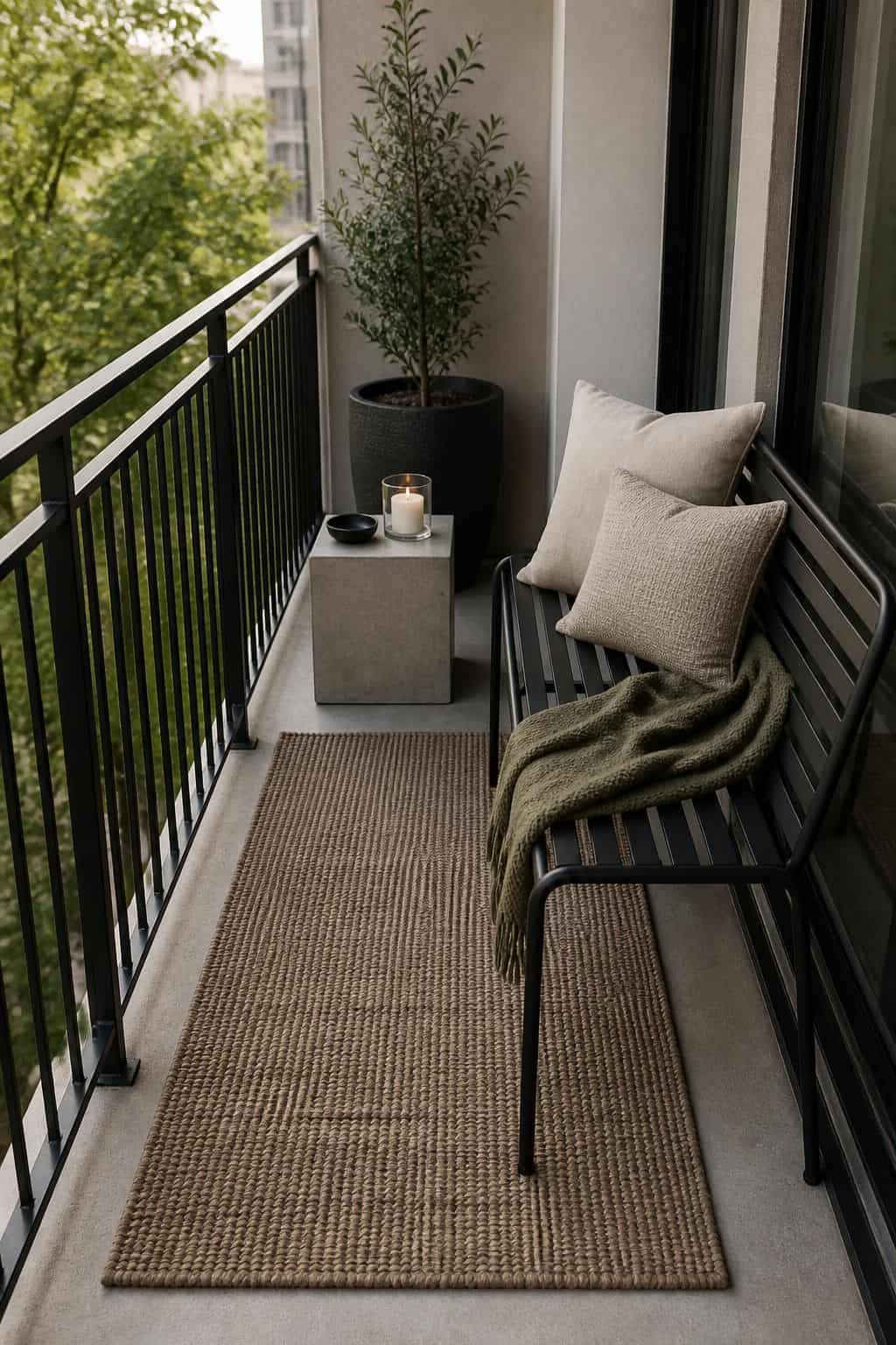 Keep Clean Lines and Simple Forms small apartment idea for Top 18 Zen Porch Home Decor Ideas for Apartments and Small Outdoor Spaces.