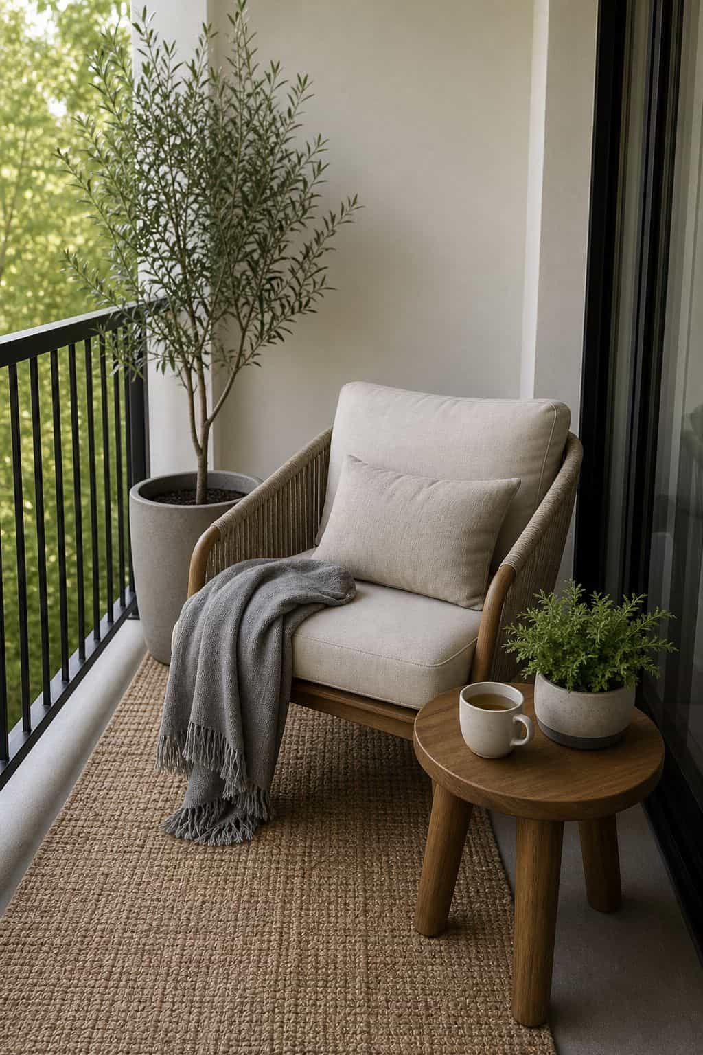 Build in a Comfortable Place to Sit Quietly small apartment idea for Top 18 Zen Porch Home Decor Ideas for Apartments and Small Outdoor Spaces.