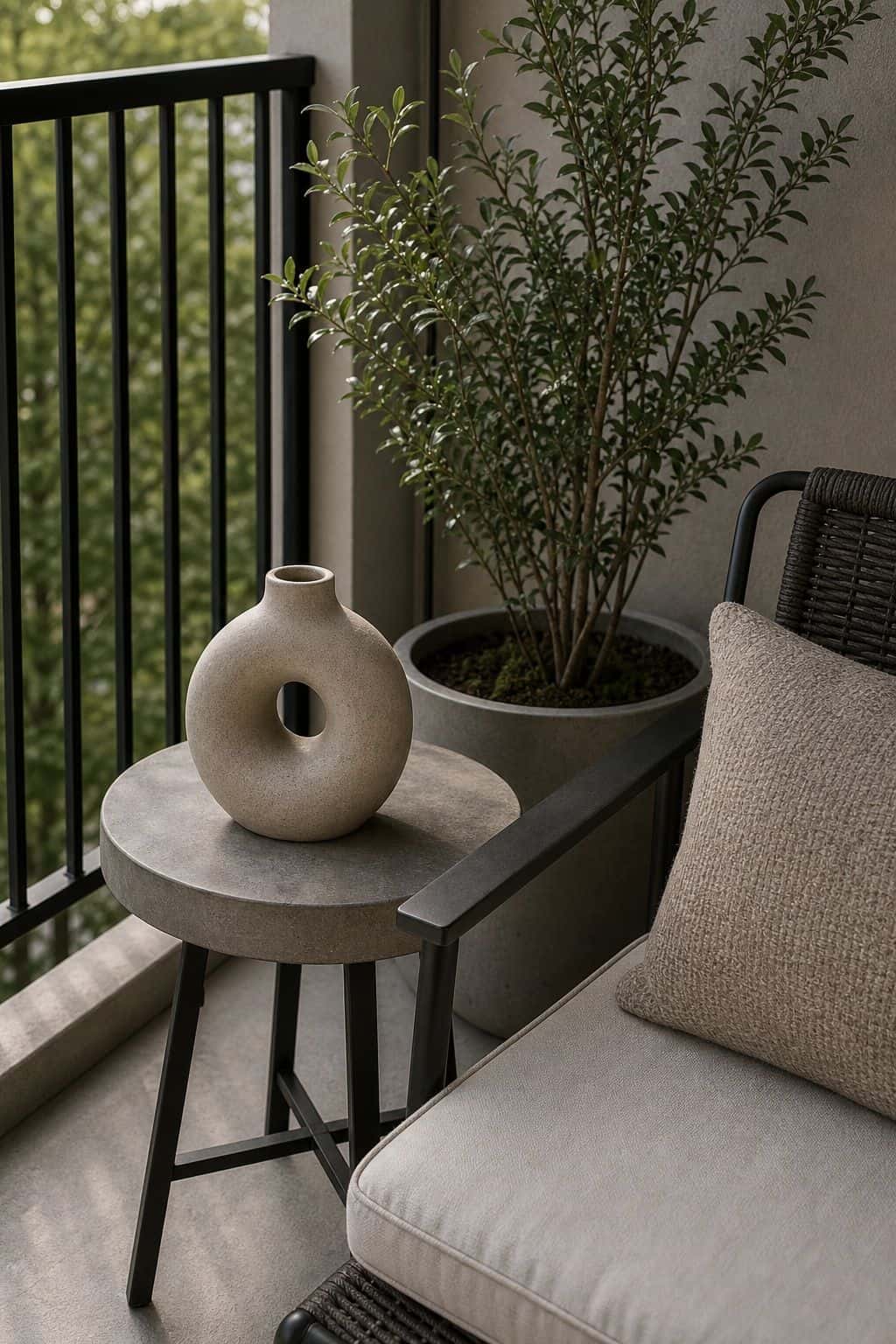 Add a Single Sculptural Object small apartment idea for Top 18 Zen Porch Home Decor Ideas for Apartments and Small Outdoor Spaces.